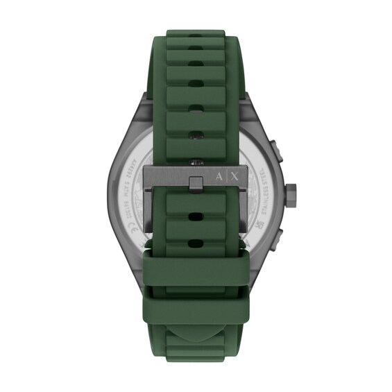 Men's Armani Exchange Sync Chronograph Watch with Green Dial and Green Silicone Strap (Model: Ax4292)