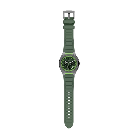Men's Armani Exchange Sync Chronograph Watch with Green Dial and Green Silicone Strap (Model: Ax4292)