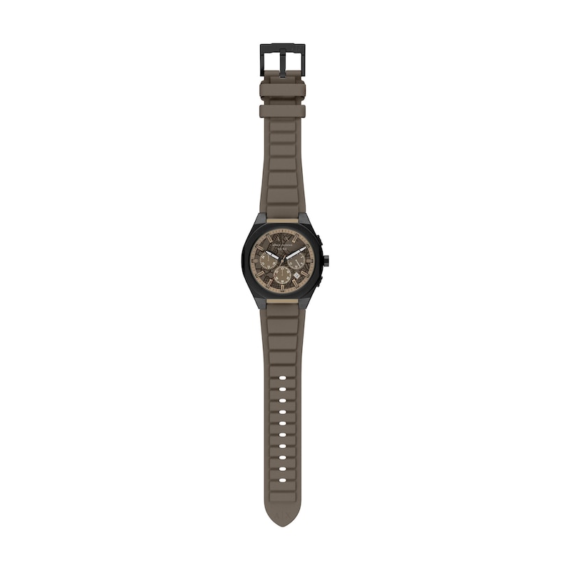 Main Image 6 of Armani Exchange Sync Chronograph Black IP Stainless Steel Watch with Brown Dial and Brown Silicone Strap (Model: AX4293)