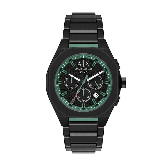Men's Armani Exchange Sync Chronograph Black IP Stainless Steel Watch with Black Dial (Model: Ax4294)