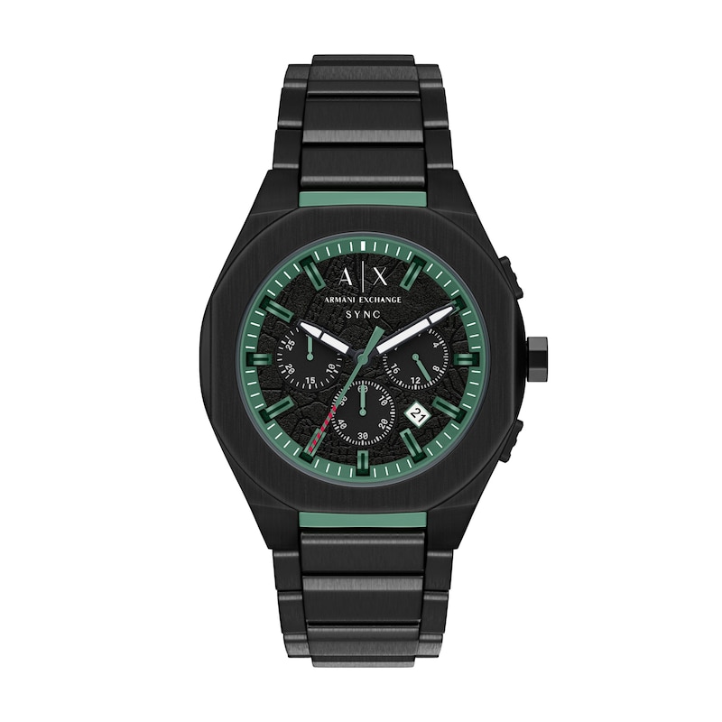 Main Image 1 of Men's Armani Exchange Sync Chronograph Black IP Stainless Steel Watch with Black Dial (Model: AX4294)