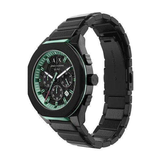 Men's Armani Exchange Sync Chronograph Black IP Stainless Steel Watch with Black Dial (Model: Ax4294)