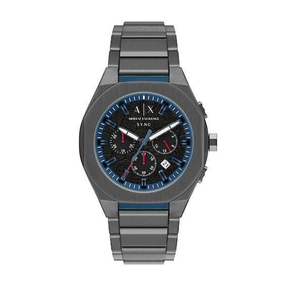 Men's Armani Exchange Sync Chronograph Gray IP Stainless Steel Watch with Black Dial (Model: Ax4295)