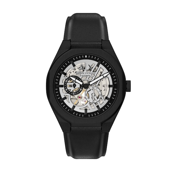 Men's Armani Exchange Sync Automatic Chrono Black IP Stainless Steel Watch with Silver-Tone Dial (Model: Ax4297)