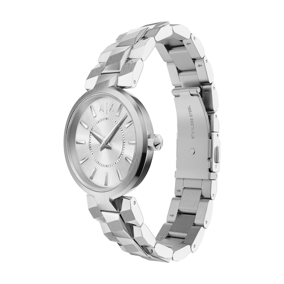 Ladies' Armani Exchange Audora Stainless Steel Watch with Silver-Tone Dial (Model: Ax4405)