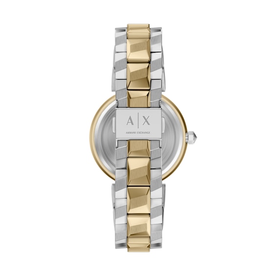 Ladies' Armani Exchange Audora Gold-Tone IP and Stainless Steel Watch with Silver-Tone Dial (Model: Ax4406)