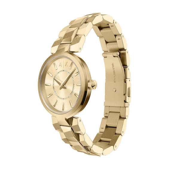 Ladies' Armani Exchange Audora Gold-Tone IP Stainless Steel Watch with Gold-Tone Dial (Model: Ax4407)