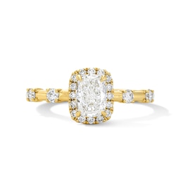 Modern Reflection 1 CT. T.W. Elongated Cushion-Cut Lab-Grown Diamond Frame Engagement Ring in 14K Gold (F/VS2)