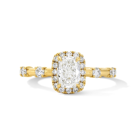 Modern Reflection 1 CT. T.w. Elongated Cushion-Cut Lab-Grown Diamond Frame Engagement Ring in 14K Gold (F/Vs2)