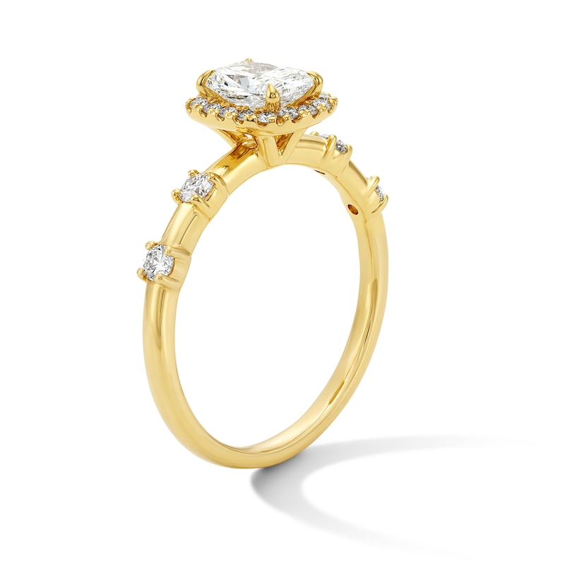 Main Image 5 of Modern Reflection 1 CT. T.W. Elongated Cushion-Cut Lab-Grown Diamond Frame Engagement Ring in 14K Gold (F/VS2)