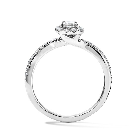 1/2 CT. T.w. Princess-Cut Certified Lab-Grown Diamond Frame Promise Ring in 10K White Gold (F/Vs2)