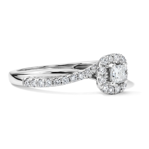 1/2 CT. T.w. Princess-Cut Certified Lab-Grown Diamond Frame Promise Ring in 10K White Gold (F/Vs2)