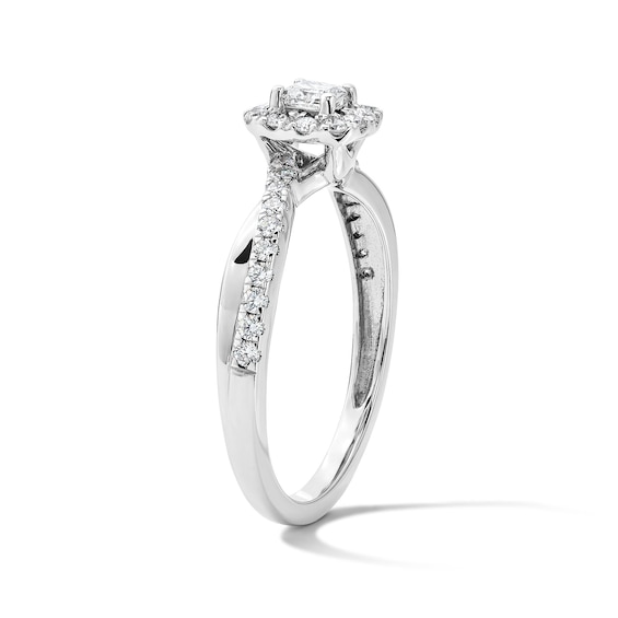 1/2 CT. T.w. Princess-Cut Certified Lab-Grown Diamond Frame Promise Ring in 10K White Gold (F/Vs2)
