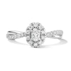 Thumbnail Image 1 of 1/2 CT. T.W. Oval Certified Lab-Grown Diamond Frame Promise Ring in 10K White Gold (F/VS2)