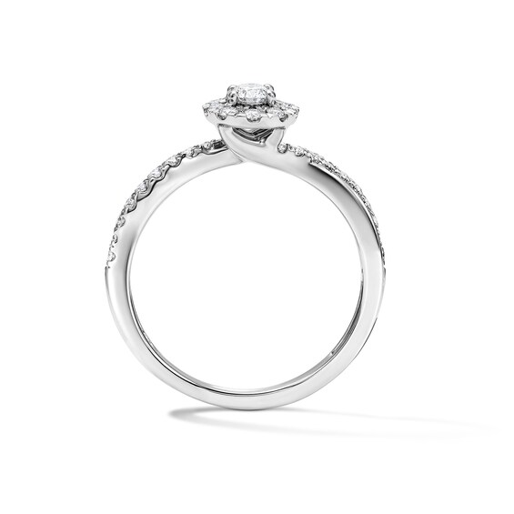 1/2 CT. T.w. Oval Certified Lab-Grown Diamond Frame Promise Ring in 10K White Gold (F/Vs2)