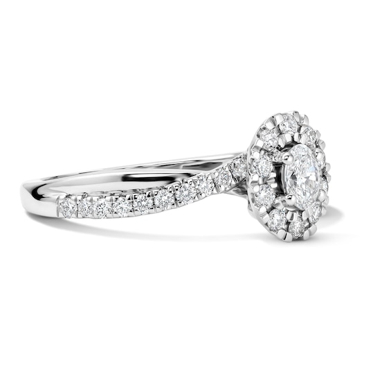 1/2 CT. T.w. Oval Certified Lab-Grown Diamond Frame Promise Ring in 10K White Gold (F/Vs2)