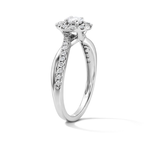 1/2 CT. T.w. Oval Certified Lab-Grown Diamond Frame Promise Ring in 10K White Gold (F/Vs2)