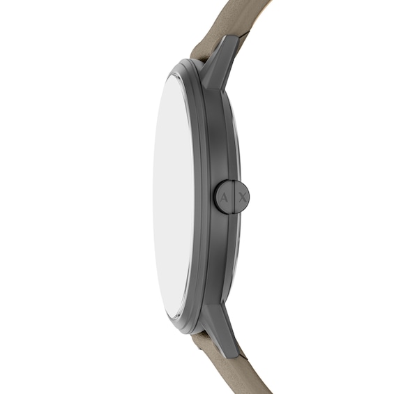Men's Armani Exchange Gray IP Stainless Steel Watch with Taupe Dial and Taupe Leather Strap (Model: Ax2766)