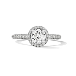 Grand Firework 1-1/2 CT. T.W. Round-Cut Certified Lab-Grown Diamond Frame Engagement Ring in 14K White Gold (F/VS2)