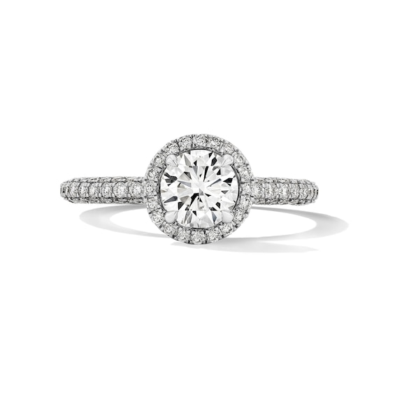 Grand Firework 1-1/2 CT. T.w. Round-Cut Certified Lab-Grown Diamond Frame Engagement Ring in 14K White Gold (F/Vs2)