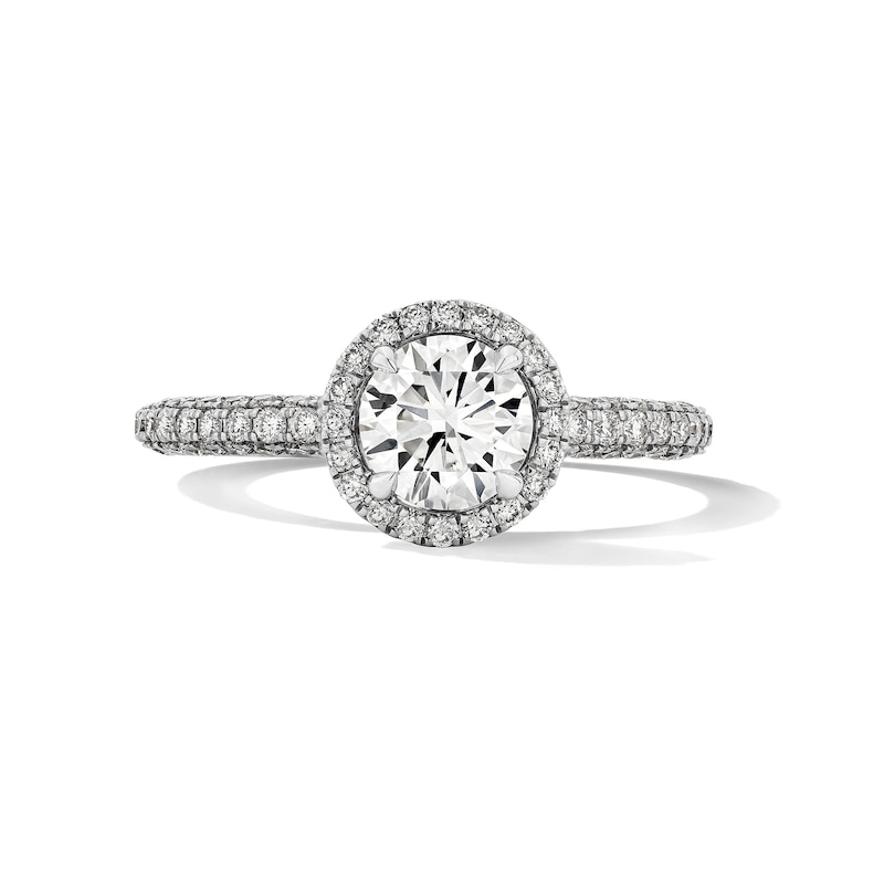Main Image 1 of Grand Firework 1-1/2 CT. T.W. Round-Cut Certified Lab-Grown Diamond Frame Engagement Ring in 14K White Gold (F/VS2)
