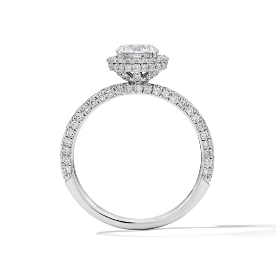 Grand Firework 1-1/2 CT. T.w. Round-Cut Certified Lab-Grown Diamond Frame Engagement Ring in 14K White Gold (F/Vs2)
