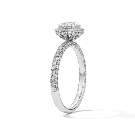 Grand Firework 1-1/2 CT. T.w. Round-Cut Certified Lab-Grown Diamond Frame Engagement Ring in 14K White Gold (F/Vs2)
