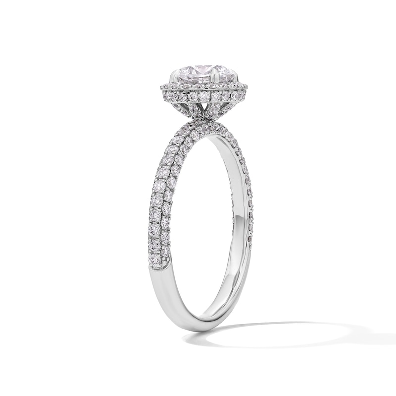 Main Image 5 of Grand Firework 1-1/2 CT. T.W. Round-Cut Certified Lab-Grown Diamond Frame Engagement Ring in 14K White Gold (F/VS2)