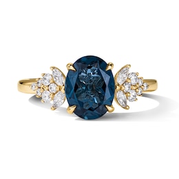 Oval London Blue Topaz and 1/3 CT. T.W. Certified Lab-Grown Diamond Engagement Ring in 14K Gold (F/VS2)