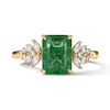 Thumbnail Image 1 of Emerald-Cut Emerald and 1/3 CT. T.W. Certified Lab-Grown Diamond Engagement Ring in 14K Gold (F/VS2)