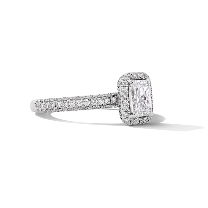 Main Image 4 of Grand Firework 1-3/8 CT. T.W. Radiant-Cut Certified Lab-Grown Diamond Frame Engagement Ring in 14K White Gold (F/VS2)