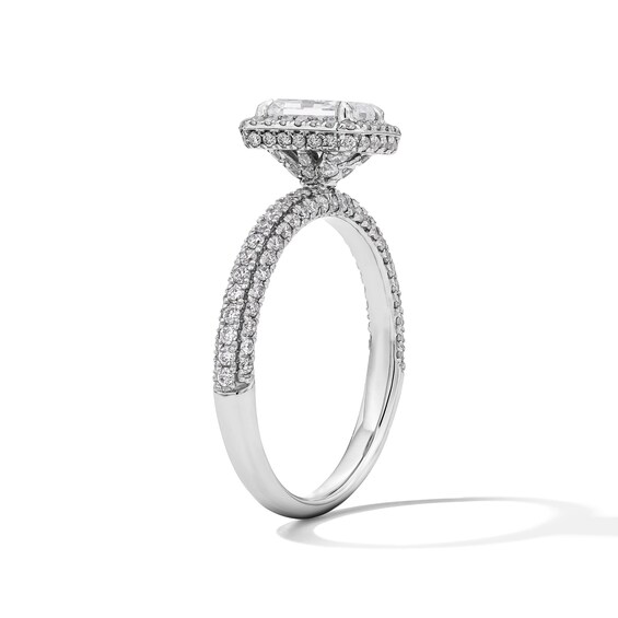 Grand Firework 1-3/8 CT. T.w. Radiant-Cut Certified Lab-Grown Diamond Frame Engagement Ring in 14K White Gold (F/Vs2)