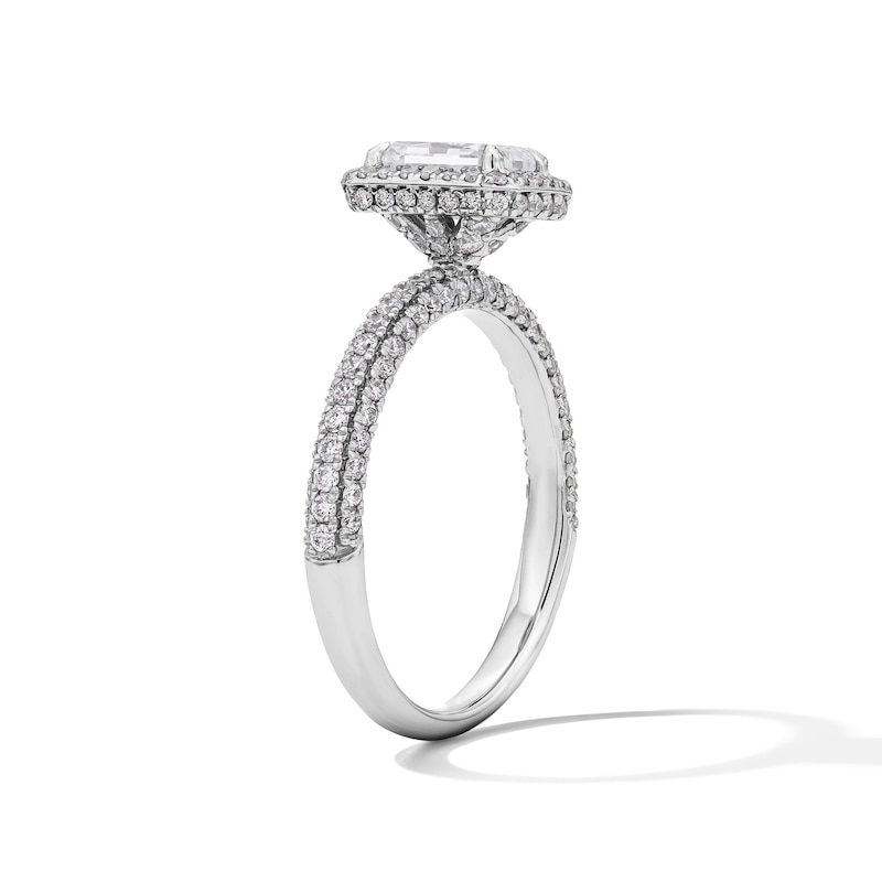 Main Image 5 of Grand Firework 1-3/8 CT. T.W. Radiant-Cut Certified Lab-Grown Diamond Frame Engagement Ring in 14K White Gold (F/VS2)