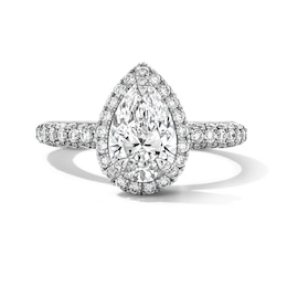 Grand Firework 2-5/8 CT. T.W. Pear-Shaped Certified Lab-Grown Diamond Frame Engagement Ring in 14K White Gold (F/VS2