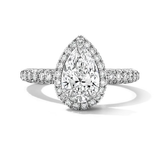 Grand Firework 2-5/8 CT. T.w. Pear-Shaped Certified Lab-Grown Diamond Frame Engagement Ring in 14K White Gold (F/Vs2