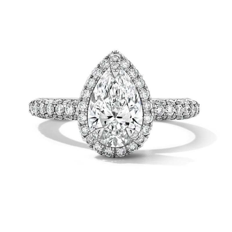 Main Image 1 of Grand Firework 2-5/8 CT. T.W. Pear-Shaped Certified Lab-Grown Diamond Frame Engagement Ring in 14K White Gold (F/VS2