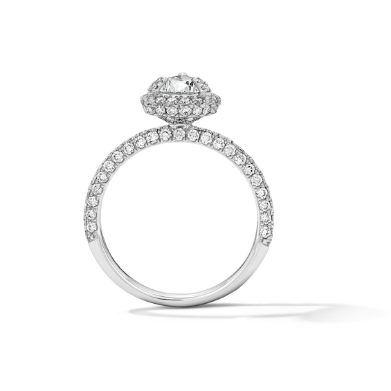 Grand Firework 2-5/8 CT. T.w. Pear-Shaped Certified Lab-Grown Diamond Frame Engagement Ring in 14K White Gold (F/Vs2