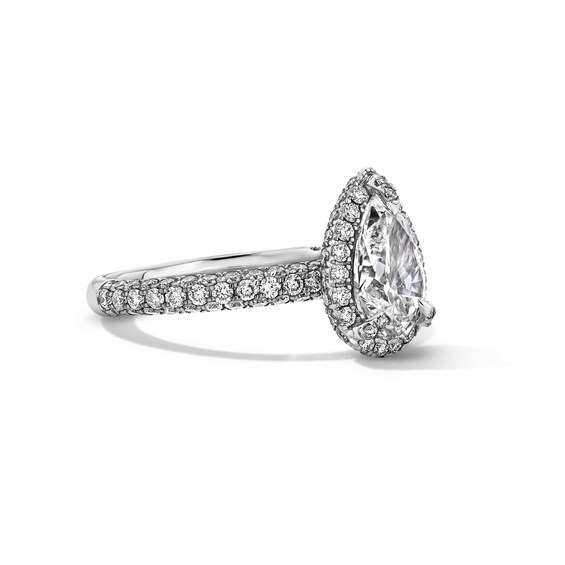 Grand Firework 2-5/8 CT. T.w. Pear-Shaped Certified Lab-Grown Diamond Frame Engagement Ring in 14K White Gold (F/Vs2