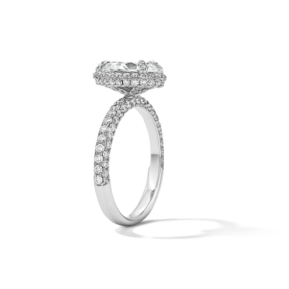 Grand Firework 2-5/8 CT. T.w. Pear-Shaped Certified Lab-Grown Diamond Frame Engagement Ring in 14K White Gold (F/Vs2