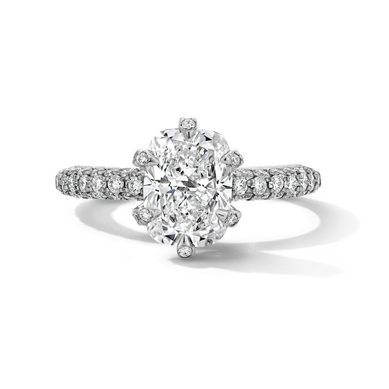 Grand Firework 3 CT. T.w. Cushion-Cut Certified Lab-Grown Diamond Engagement Ring in 14K White Gold (F/Vs2)