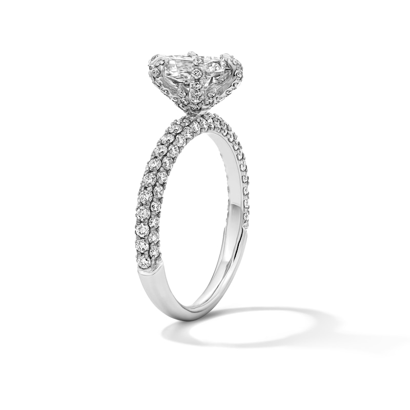 Main Image 5 of Grand Firework 3 CT. T.W. Cushion-Cut Certified Lab-Grown Diamond Engagement Ring in 14K White Gold (F/VS2)