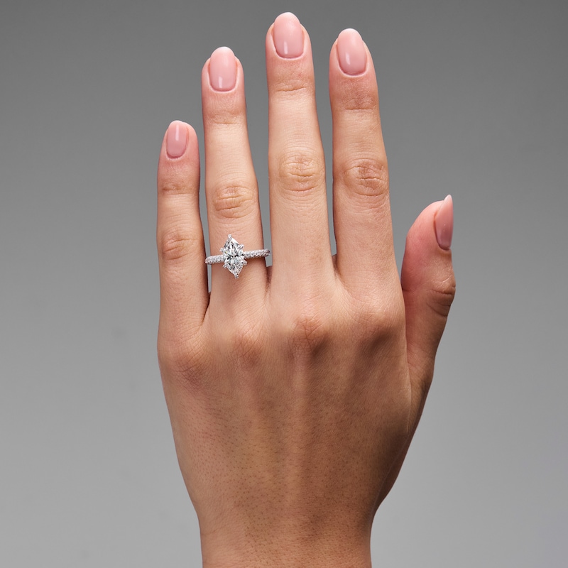 Main Image 2 of Grand Firework 3 CT. T.W. Marquise-Cut Certified Lab-Grown Diamond Engagement Ring in 14K White Gold (F/VS2)
