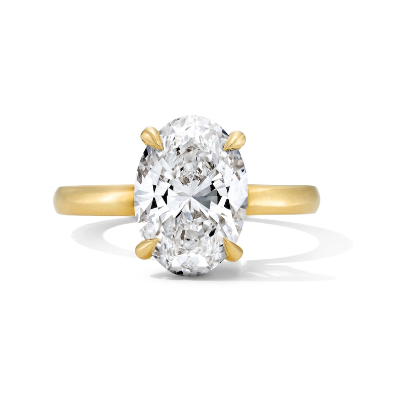Main Image 1 of 3-1/4 CT. T.W. Oval Certified Lab-Grown Diamond Hidden Double Frame Engagement Ring in 14K Gold (F/VS2)