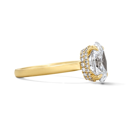3-1/4 CT. T.w. Oval Certified Lab-Grown Diamond Hidden Double Frame Engagement Ring in 14K Gold (F/Vs2)