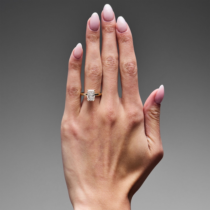 Main Image 2 of 3 1/4 CT. T.W. Radiant-Cut Certified Lab-Grown Diamond Hidden Double Frame Engagement Ring in 14K Gold (F/VS2)