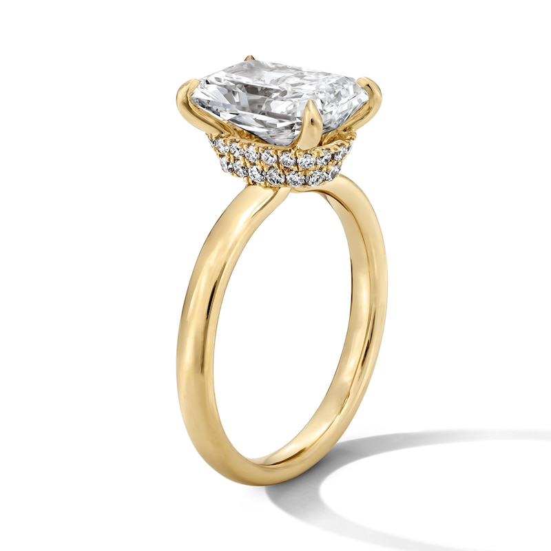 Main Image 5 of 3 1/4 CT. T.W. Radiant-Cut Certified Lab-Grown Diamond Hidden Double Frame Engagement Ring in 14K Gold (F/VS2)