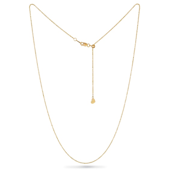 1.0mm Bead Chain Necklace in Solid 10K Gold - 22"