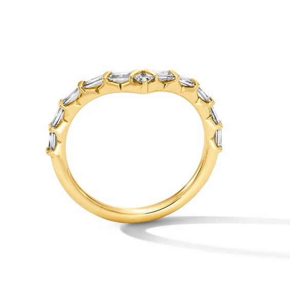 3/8 CT. T.w. Princess and Baguette-Cut Lab-Grown Diamond Contour Anniversary Band in 14K Gold (F/Vs2)