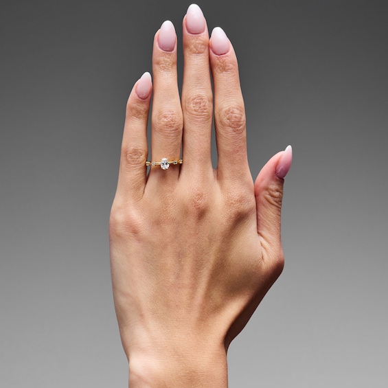 Modern Reflection 1/2 CT. T.w. Oval Lab-Grown Diamond Engagement Ring in 10K Gold (F/Vs2)