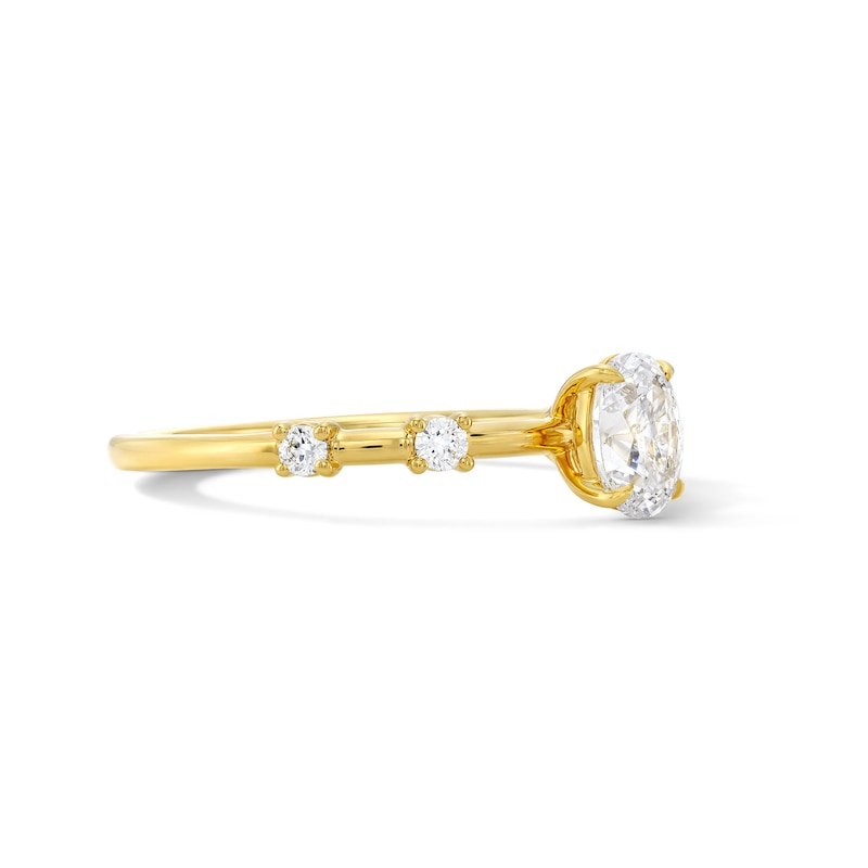 Main Image 4 of Modern Reflection 1/2 CT. T.W. Oval Lab-Grown Diamond Engagement Ring in 10K Gold (F/VS2)
